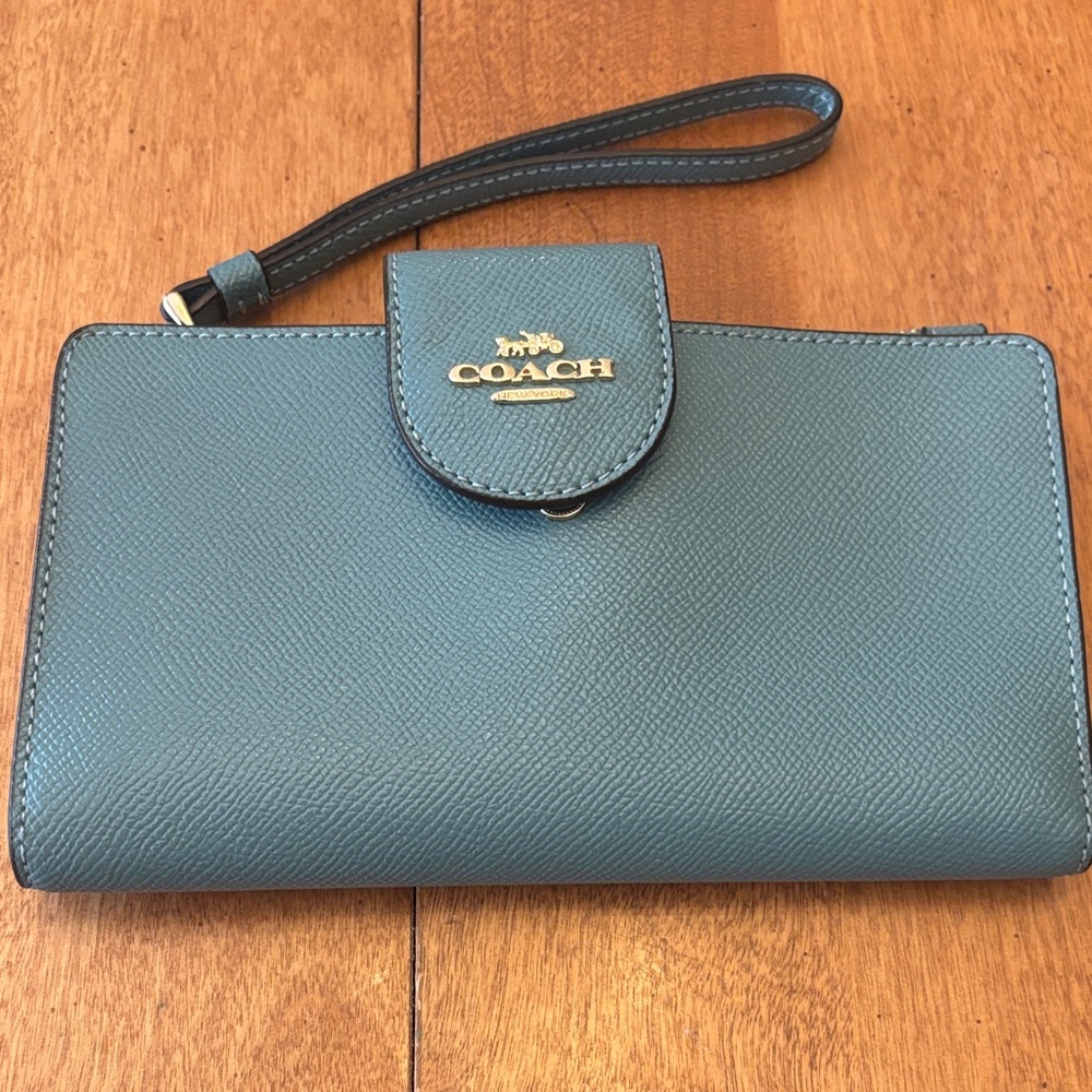 Coach Teal Wristlet Clutch